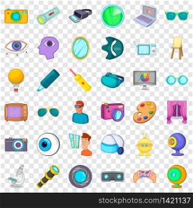 Vision icons set. Cartoon style of 36 vision vector icons for web for any design. Vision icons set, cartoon style