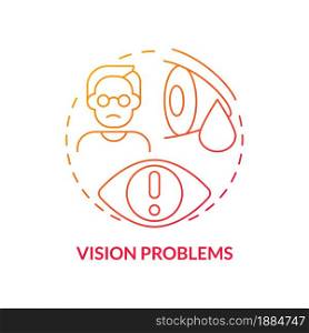Vision problems concept icon. Hypertension symptom abstract idea thin line illustration. Eye bleeding. Hypertensive retinopathy. Pressure on optic nerve. Vector isolated outline color drawing. Vision problems concept icon