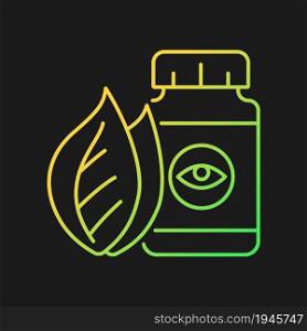 Vision supplements gradient vector icon for dark theme. Eyesight health. Macular degeneration and cataracts prevention. Thin line color symbol. Modern style pictogram. Vector isolated outline drawing. Vision supplements gradient vector icon for dark theme