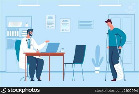 Visit doctor for medical consultation and check up. Vector patient visit character of doctor, healthcare clinic illustration. Visit doctor for medical consultation and check up