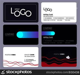 Visiting cards. Business style office identity personal cards design vector template. Illustration of business card with name and personal identity. Visiting cards. Business style office identity personal cards design vector template