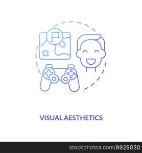 Visual aesthetics concept icon. Game designer skills. Creating interesting products for people to enjoy. Creation idea thin line illustration. Vector isolated outline RGB color drawing. Visual aesthetics concept icon