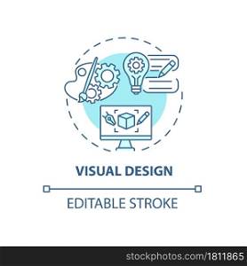 Visual design concept icon. UX design abstract idea thin line illustration. Visually appealing product. Creating attractive application. Vector isolated outline color drawing. Editable stroke. Visual design concept icon