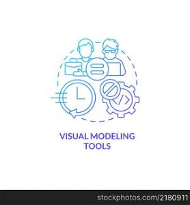 Visual modeling tools blue gradient concept icon. No professional proframmer requiered. Web 3 0 abstract idea thin line illustration. Isolated outline drawing. Myriad Pro-Bold fonts used. Visual modeling tools blue gradient concept icon