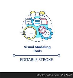 Visual modeling tools concept icon. No professional proframmer requiered. Web 3 0 abstract idea thin line illustration. Isolated outline drawing. Editable stroke. Arial, Myriad Pro-Bold fonts used. Visual modeling tools concept icon
