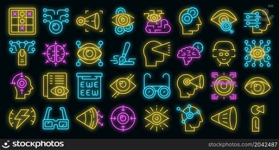 Visual perception icons set outline vector. Future trendy. Augmented reality. Visual perception icons set vector neon