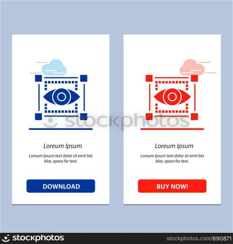 Visual, View, Sketching, Eye Blue and Red Download and Buy Now web Widget Card Template