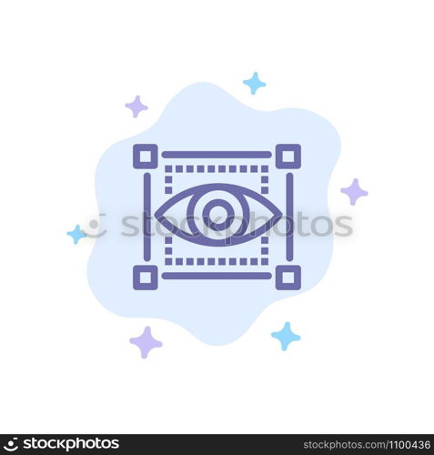 Visual, View, Sketching, Eye Blue Icon on Abstract Cloud Background