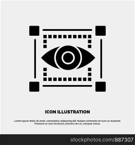 Visual, View, Sketching, Eye Solid Black Glyph Icon