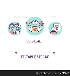 Visualization therapy concept icon. Guided imagery idea thin line illustration. Mental image, picture. Mind-body technique. Vector isolated outline RGB color drawing. Editable stroke