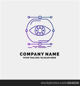 visualize, conception, monitoring, monitoring, vision Purple Business Logo Template. Place for Tagline. Vector EPS10 Abstract Template background