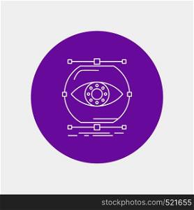visualize, conception, monitoring, monitoring, vision White Line Icon in Circle background. vector icon illustration. Vector EPS10 Abstract Template background
