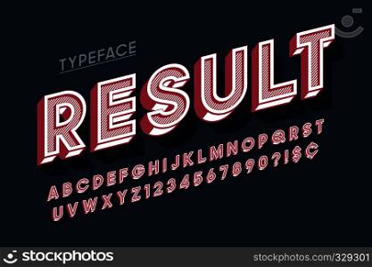 Vitage 3d display font design, alphabet, letters and numbers. Swatch color control. Vitage 3d display font design, alphabet, letters