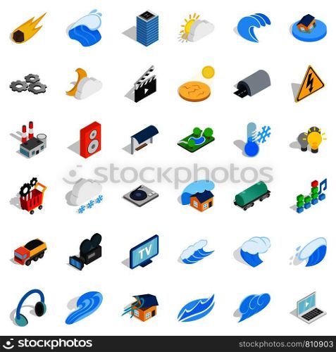 Vitality icons set. Isometric style of 36 vitality vector icons for web isolated on white background. Vitality icons set, isometric style