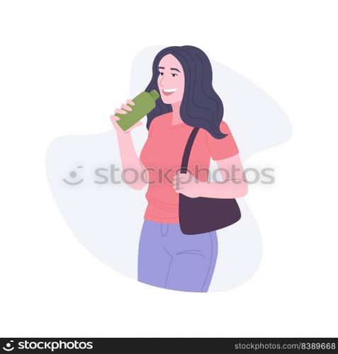 Vitamin cocktails isolated cartoon vector illustrations. Beautiful girl drinks healthy cocktail outdoor, eating out when walking the city street, people urban lifestyle vector cartoon.. Vitamin cocktails isolated cartoon vector illustrations.