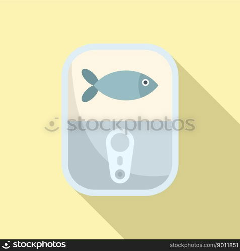 Vitamin D fish can icon flat vector. Food nutrition. Diet skin. Vitamin D fish can icon flat vector. Food nutrition