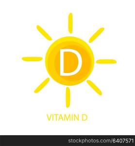 Vitamin D Icon with Sun Vector Illustration EPS10. Vitamin D Icon with Sun Vector Illustration