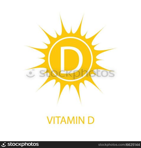 Vitamin D Icon with Sun Vector Illustration EPS10. Vitamin D Icon with Sun Vector Illustration