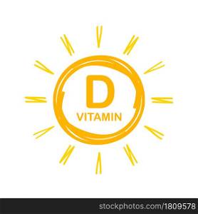 Vitamin D Icon with Sun. Vector stock illustration. Vitamin D Icon with Sun. Vector stock illustration.