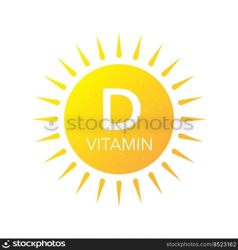 Vitamin D in sun on white backdrop. UV elements. Vector illustration. Vitamin D in sun on white backdrop. UV elements. Vector illustration.