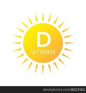 Vitamin D in sun on white backdrop. UV elements. Vector illustration. Vitamin D in sun on white backdrop. UV elements. Vector illustration.