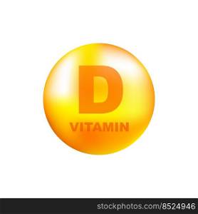 Vitamin D with realistic drop on gray background. Particles of vitamins in the middle. Vector illustration. Vitamin D with realistic drop on gray background. Particles of vitamins in the middle. Vector illustration.