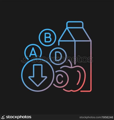 Vitamin deficiency gradient vector icon for dark theme. Inadequate consumption of nutrients leads to health problems. Thin line color symbol. Modern style pictogram. Vector isolated outline drawing. Vitamin deficiency gradient vector icon for dark theme