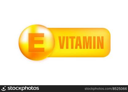 Vitamin E with realistic drop on gray background. Particles of vitamins in the middle. Vector illustration. Vitamin E with realistic drop on gray background. Particles of vitamins in the middle. Vector illustration.