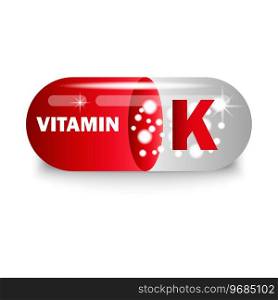 Vitamin K in red capsu≤. Hea<hπll. Vector illustration. EPS 10. Stock ima≥.. Vitamin K in red capsu≤. Hea<hπll. Vector illustration. EPS 10.