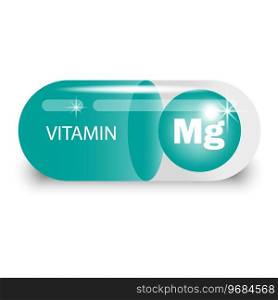 Vitamin Mg in green capsule. Health pill. Vector illustration. EPS 10. Stock image.. Vitamin Mg in green capsule. Health pill. Vector illustration. EPS 10.
