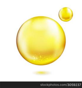 Vitamin oil bubble isolated on white background. Serum, cosmetic essence sign. Vector.