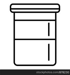 Vitamin plastic jar icon. Outline vitamin plastic jar vector icon for web design isolated on white background. Vitamin plastic jar icon, outline style