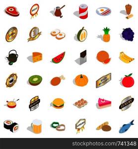 Vitamine icons set. Isometric style of 36 vitamine vector icons for web isolated on white background. Vitamine icons set, isometric style