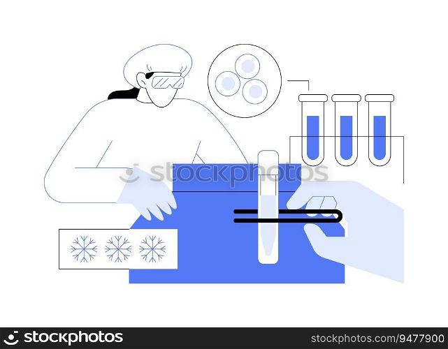 Vitrification for eggs and sperm abstract concept vector illustration. Process of embryo freezing, cryopreservation of gametes, reproductive medicine and infertility abstract metaphor.. Vitrification for eggs and sperm abstract concept vector illustration.