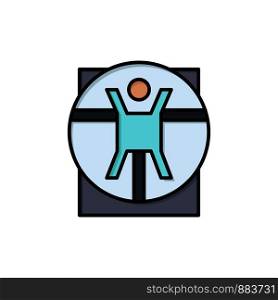 Vitruvian, Man, Medical, Scene Flat Color Icon. Vector icon banner Template