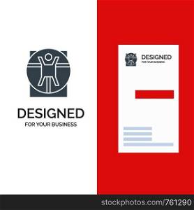 Vitruvian, Man, Medical, Scene Grey Logo Design and Business Card Template