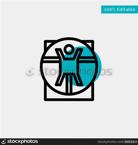 Vitruvian, Man, Medical, Scene turquoise highlight circle point Vector icon