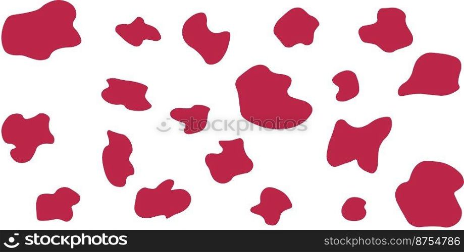 Viva magenta cow seamless pattern. Vector long abstract background with repeated hand drawn stains on a white background