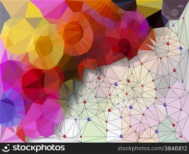 Vivid color polygonal background, Vector illustration triangular style mix with line structure