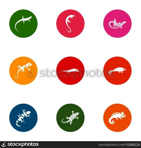 Viviparous lizard icons set. Flat set of 9 viviparous lizard vector icons for web isolated on white background. Viviparous lizard icons set, flat style