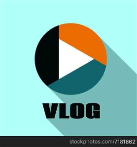 Vlog play logo. Flat illustration of vlog play vector logo for web design. Vlog play logo, flat style