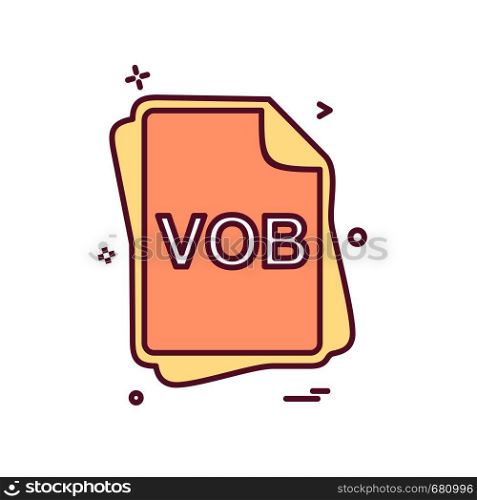 VOB file type icon design vector