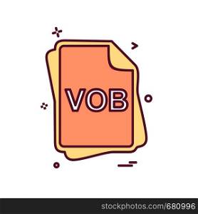 VOB file type icon design vector
