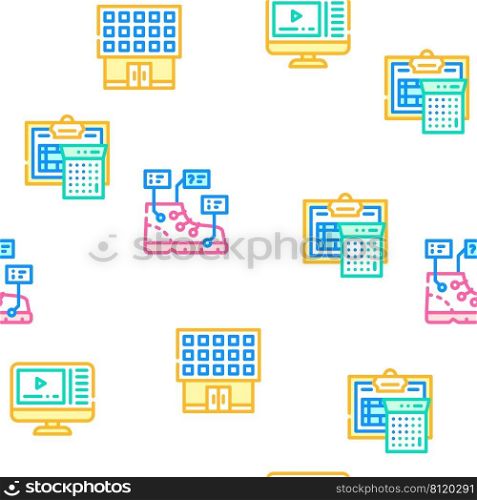 Vocational School Vector Seamless Pattern Color Line Illustration. Vocational School Vector Seamless Pattern