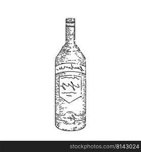 vodka bottle hand drawn vector. glass alcohol, drink bar shot vodka bottle sketch. isolated black illustration. vodka bottle sketch hand drawn vector