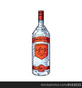 vodka bottle hand drawn vector. glass alcohol, drink bar shot vodka bottle sketch. isolated color illustration. vodka bottle sketch hand drawn vector
