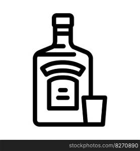 vodka glass bottle line icon vector. vodka glass bottle sign. isolated contour symbol black illustration. vodka glass bottle line icon vector illustration