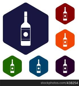 Vodka icons set hexagon isolated vector illustration. Vodka icons set hexagon