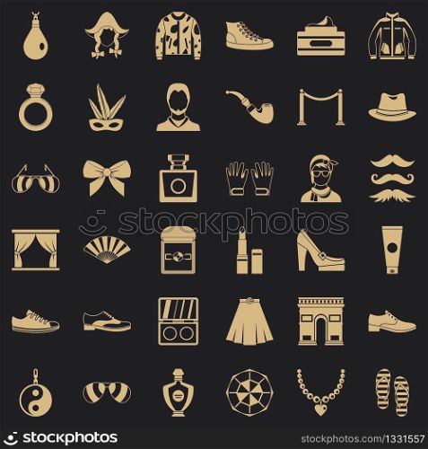 Vogue icons set. Simple style of 36 vogue vector icons for web for any design. Vogue icons set, simple style