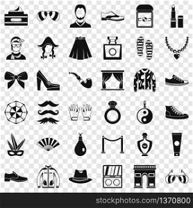 Vogue life icons set. Simple style of 36 vogue life vector icons for web for any design. Vogue life icons set, simple style